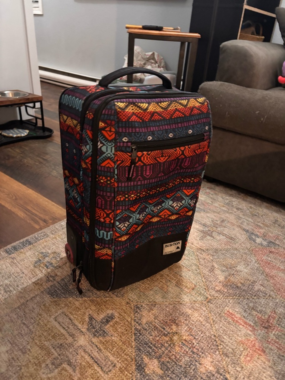 Burton Multicolor Patterned Upright Travel Bag - Red Orange Blue Accents